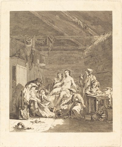Le Lever de la mariée russe (結婚式の後、結婚披露宴の前のロシア人の習慣) 作： Augustin de Saint Aubin after Jean Baptiste Le Prince