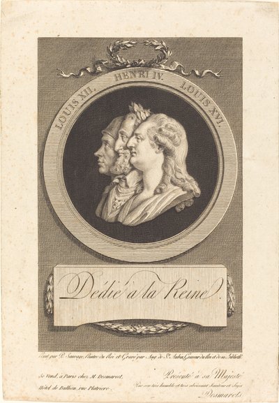 ルイ16世、アンリ4世、ルイ12世 作： Augustin de Saint Aubin after Piat Joseph Sauvage