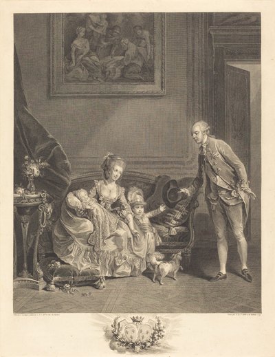 シャルトル公とその妻と子供たち 作： Augustin de Saint Aubin and Isidore Stanislas Helman