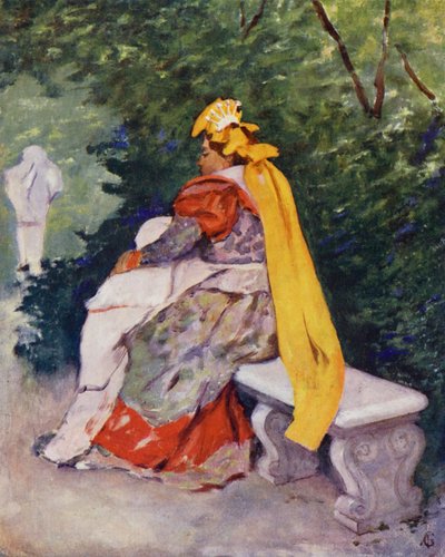 ナポリ、ナショナル・ヴィラでの看護婦バリア（カラーリトグラフ） 作： Augustine Fitzgerald