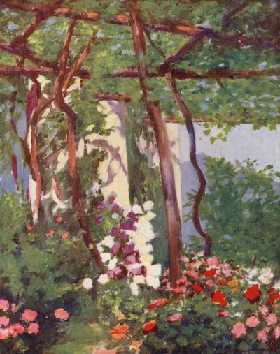 庭、ヴィラ・パルンボ、ラヴェッロ（カラーリトグラフ） 作： Augustine Fitzgerald