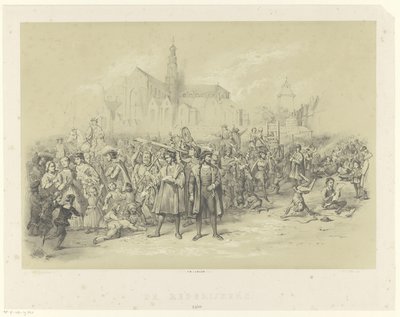 修辞学者がパンフレットを配る The Retoricians 1500 (オブジェクトのタイトル) 作： Augustinus Jacobus Bernardus Wouters
