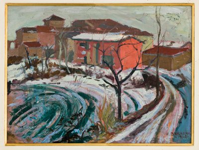 カルピの雪（ボール紙に油彩） 作： Augusto Baracchi