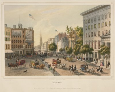 ブロードウェイ、パブ。1850年（カラーリトグラフ 作： Augustus (after) Kollner