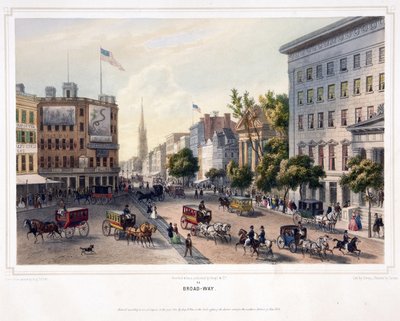 ブロードウェイ、パブ。1850年（カラーリトグラフ 作： Augustus (after) Kollner