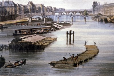 パリの貨物輸送、1810年頃（エングレーヴィング） 作： Augustus Charles (after) Pugin