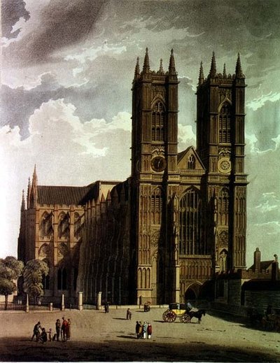 ウェストミンスター寺院」のプレート2、J. Bluck (fl.1791-1831)の彫刻、Rudolph Ackermann (1764-1834)の出版物、1811年（アクアチント）。 作： Augustus Charles (after) Pugin