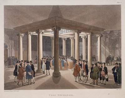 石炭取引所、ロンドン、1808 作： Augustus Charles Pugin, Thomas Rowlandson