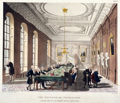 内科大学、ロンドン、1808 作： Augustus Charles Pugin, Thomas Rowlandson