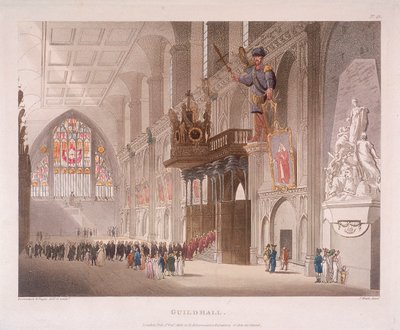 ギルドホール、ロンドン、1808 作： Augustus Charles Pugin, Thomas Rowlandson