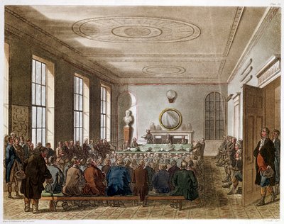 1808-1810年、ロンドンの農業協会の会合 作： Augustus Charles Pugin, Thomas Rowlandson