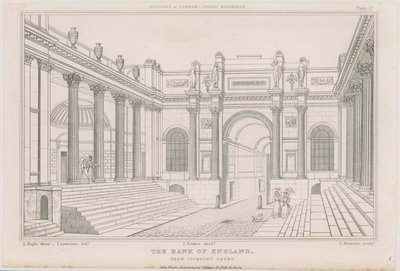 イングランド銀行、ロスベリーコート 作： Augustus Charles Pugin