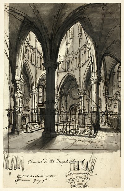 テンプル教会の内陣 作： Augustus Charles Pugin