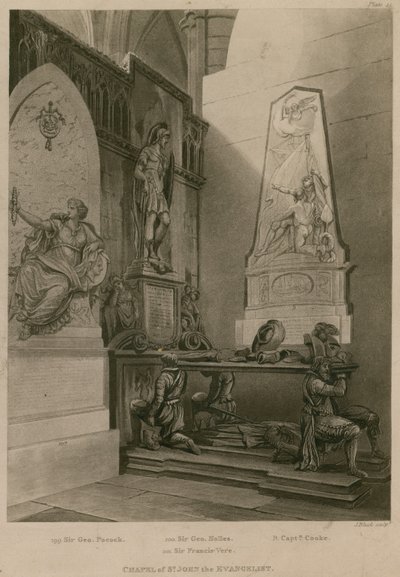 セントジョンザエバンジェリストのチャペル、ウェストミンスター寺院、ロンドン 作： Augustus Charles Pugin