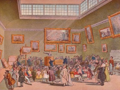 クリスティーズオークションルーム、1790年、1901年 作： Augustus Charles Pugin