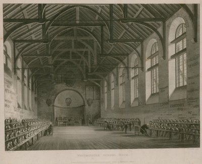 ウェストミンスタースクールのインテリア 作： Augustus Charles Pugin