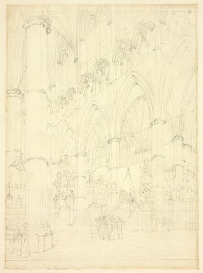 北通路、ウェストミンスター寺院 作： Augustus Charles Pugin