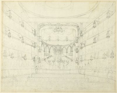 オラトリオのための習作-コヴェント・ガーデン劇場（『ロンドンの小宇宙』より 作： Augustus Charles Pugin