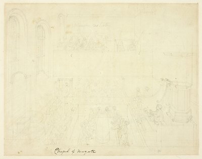 ニューゲート礼拝堂のための習作（『ロンドンの小宇宙』より 作： Augustus Charles Pugin