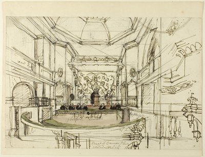 ウェストミンスター・ホールにある裁判所（ロンドンの小宇宙より 作： Augustus Charles Pugin