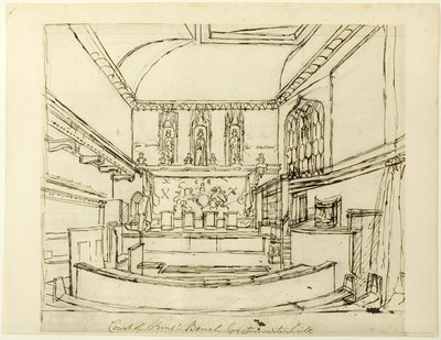 ウェストミンスター・ホール、キングズ・ベンチ法廷の書斎（『ロンドンの小宇宙』より 作： Augustus Charles Pugin
