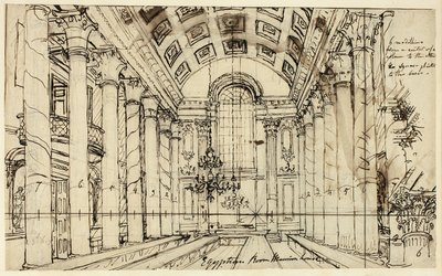 ロンドンの小宇宙より、エジプシャン ホール マンション ハウスの習作 作： Augustus Charles Pugin