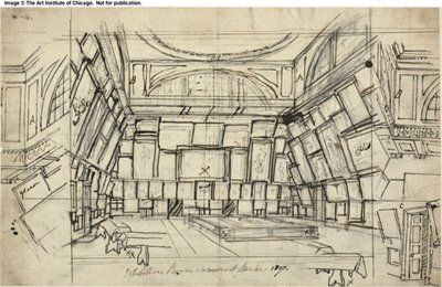 ロンドンの小宇宙からの展示室、サマセットハウスの習作 作： Augustus Charles Pugin