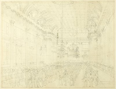 グレート・クイーン・ストリート、フリーメイソン・ホールのための習作（ロンドンの小宇宙より 作： Augustus Charles Pugin