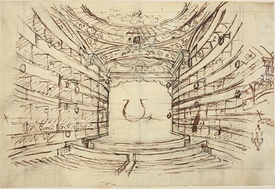 ロンドンの小宇宙からのオペラハウスのための習作 作： Augustus Charles Pugin