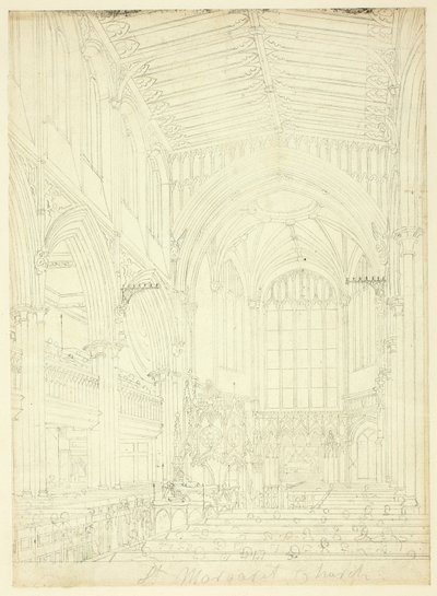 セント・マーガレット教会のための習作（『Microcosm of London』より 作： Augustus Charles Pugin