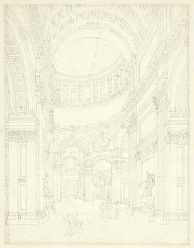 セント・ポール大聖堂のための習作（『Microcosm of London』より 作： Augustus Charles Pugin