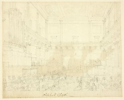 ロンドンの小宇宙からのホワイトホールチャペルの習作 作： Augustus Charles Pugin