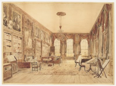 カシオベリーの図書館の内部 作： Augustus Charles Pugin