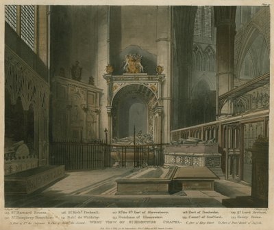 セントエドマンズチャペル、ウェストミンスター寺院、ロンドンの西ビュー 作： Augustus Charles Pugin