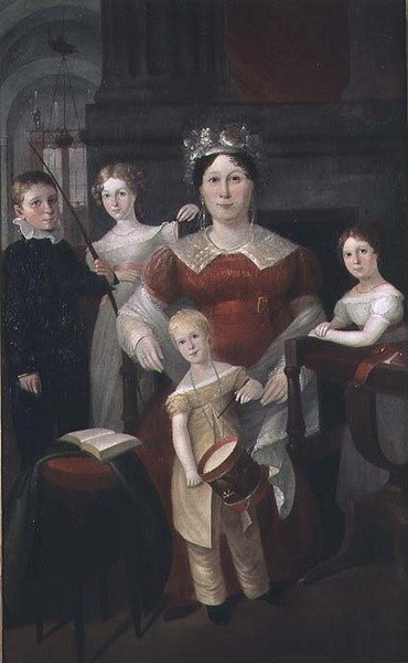 ジョン・パイパー夫人と家族の肖像、1826年頃 作： Augustus Earle