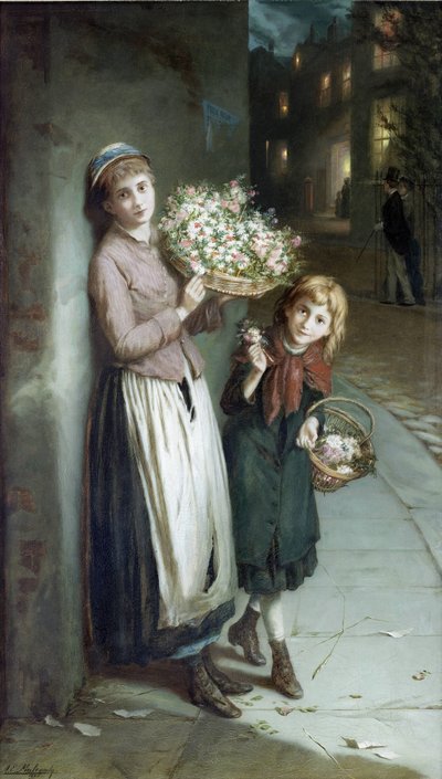 フラワーガール–夏の夜 作： Augustus Edwin Mulready