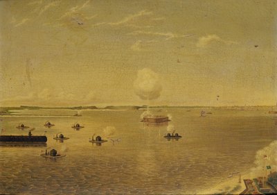 サムター要塞への攻撃、1863 年 4 月 7 日、1863 年頃（キャンバスに油彩） 作： Augustus Grinevald