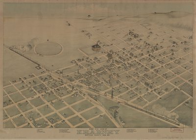 ネブ州バッファロー郡カーニーの鳥瞰図（1881年） LOC 2010592833 作： Augustus Koch