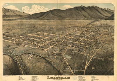 コロラド州レイク郡リードビルの鳥瞰図（1879年）。 作： Augustus Koch