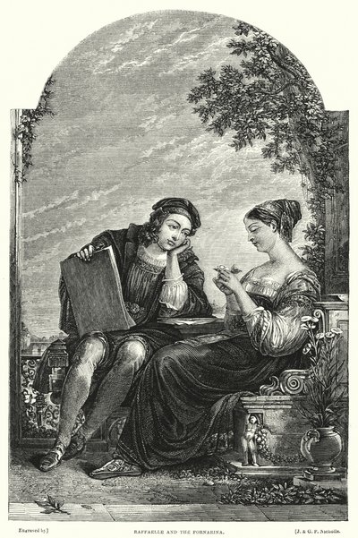 ラファエルとフォルナリーナ（版画 作： Augustus Wall (after) Callcott