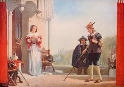 Shakespeare: Slender and Anne Page, The Marry Wives of Windsor, Act I, Scene 1 (color litho) 作： Augustus Wall (after) Callcott