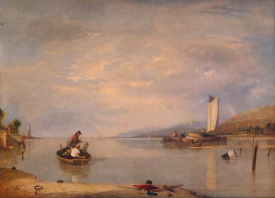 死んだ穏やか、カウズ城沖のボート、c1841 作： Augustus Wall Callcott