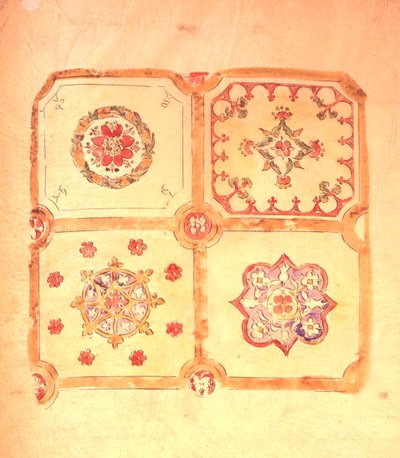 ウェストミンスター宮殿の天井デザイン（紙にペンとインク、水彩画） 作： Augustus Welby Northmore Pugin