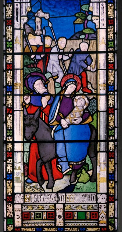 エジプトへの飛行、詳細、1853年（ステンドグラス） 作： Augustus Welby Northmore Pugin