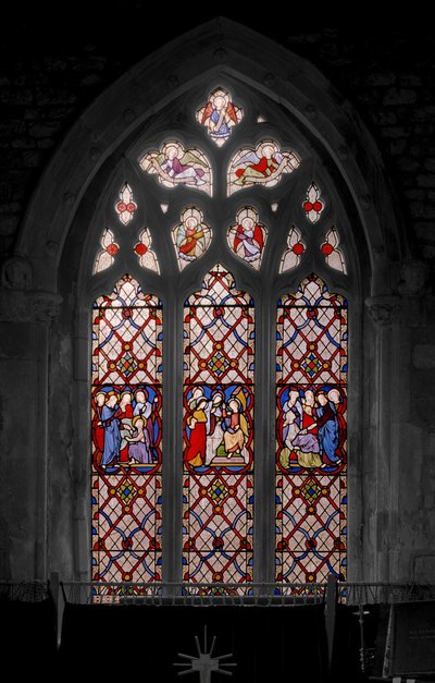 ラザロの復活、墓のメリーズ、およびジャイラスの娘の復活、1850（ステンドグラス） 作： Augustus Welby Northmore Pugin