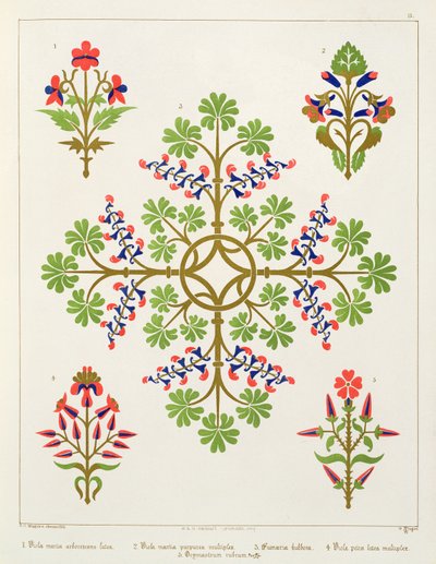 ローズモチーフの壁紙デザイン、M。und N. Hanhart作 作： Augustus Welby Northmore Pugin
