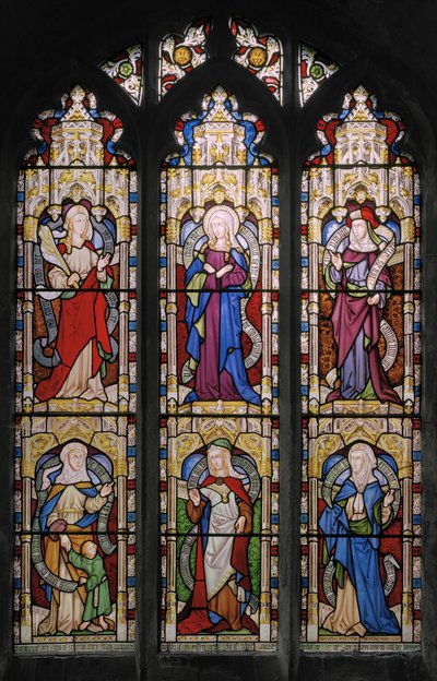 ルース、聖母マリア、サラ、ハンナ、ドーカス、アン、1852年（ステンドグラス） 作： Augustus Welby Northmore Pugin
