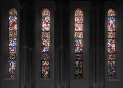 キリストの生涯の風景、イーストウィンドウ、1853年（ステンドグラス） 作： Augustus Welby Northmore Pugin