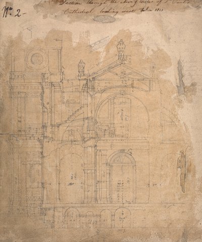 セント ポール大聖堂の通路の身廊を横断して西を見る 作： Augustus Welby Northmore Pugin