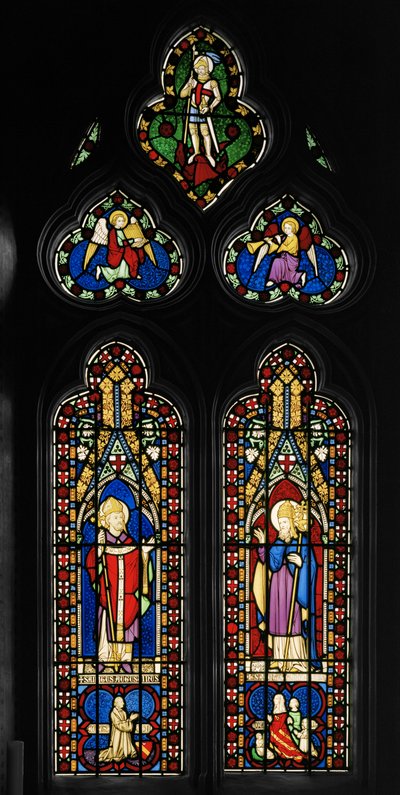 セントオーガスティンとセントグレゴリー、チャペルイーストウィンドウ、c.1844（ステンドグラス） 作： Augustus Welby Northmore Pugin